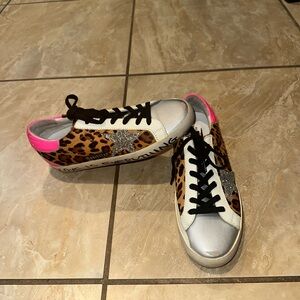 Leopard-print pony skin with silver glitter star Golden Goose  size 39
